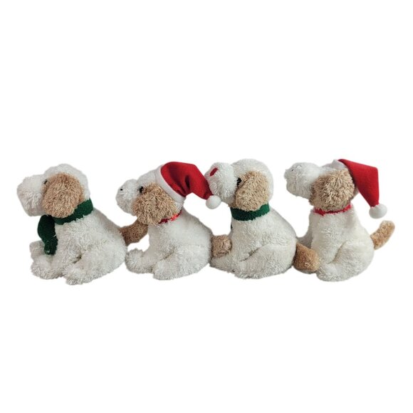 Hallmark Kiss Kiss Puppies Plush 2 Sets Santa Hat Scarf Magnetic Dogs Christmas - Picture 3 of 9